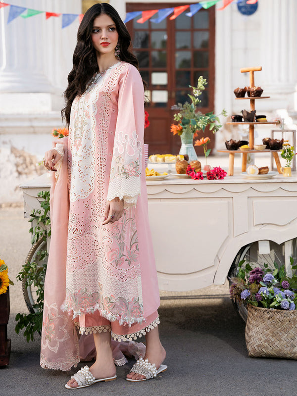 3 Piece Embroidered Lawn Shirt with Embroidered Organza Duppata 101