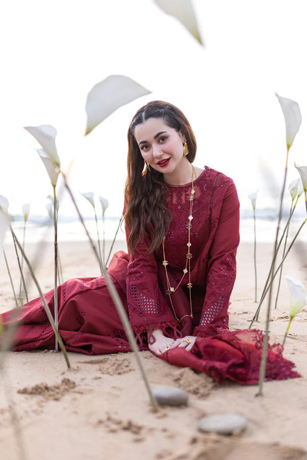 Lawn-3PC Embroidered Shirt with Organza Embroidered Dupatta-1134