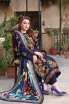3PC DHANAK EMBROIDERED SHIRT WITH COURTRAI PRINTED SHAWL & TROUSERV676