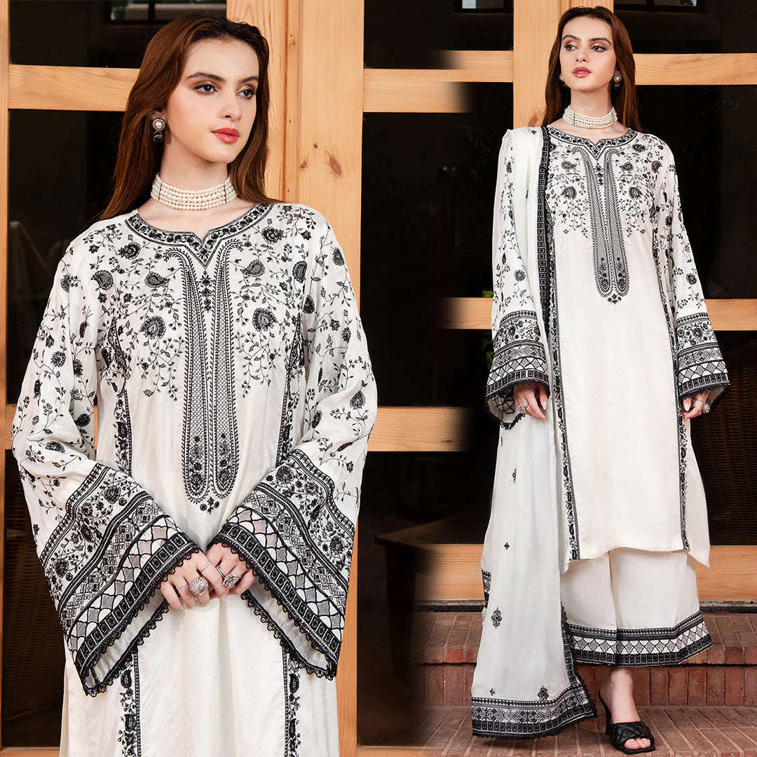 Faiza Faisal Dhanak 3PC Embroidered With Dhanak Embroidered Shawl-261