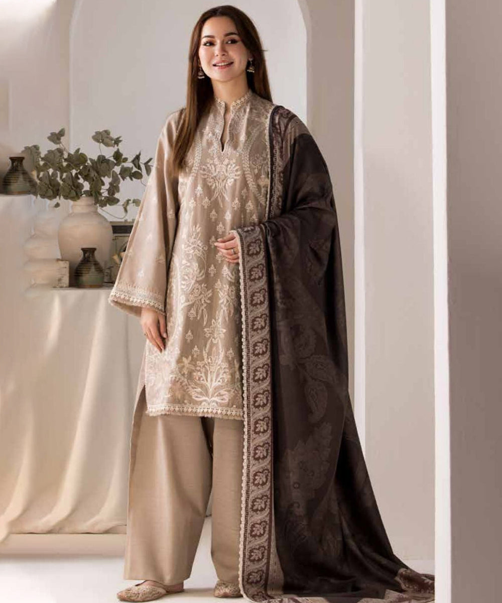 SOBIA NAZIR - 3PC LAWN EMBROIDERED SHIRT WITH DIGITAL PRINTED SHAWL AND TROUSER-1114
