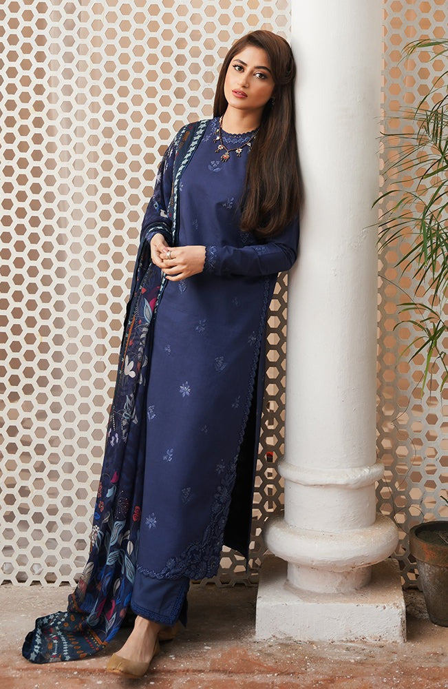Lawn-3PC Embroidered Shirt with Digital Printed Jacquard Dupatta- 1353