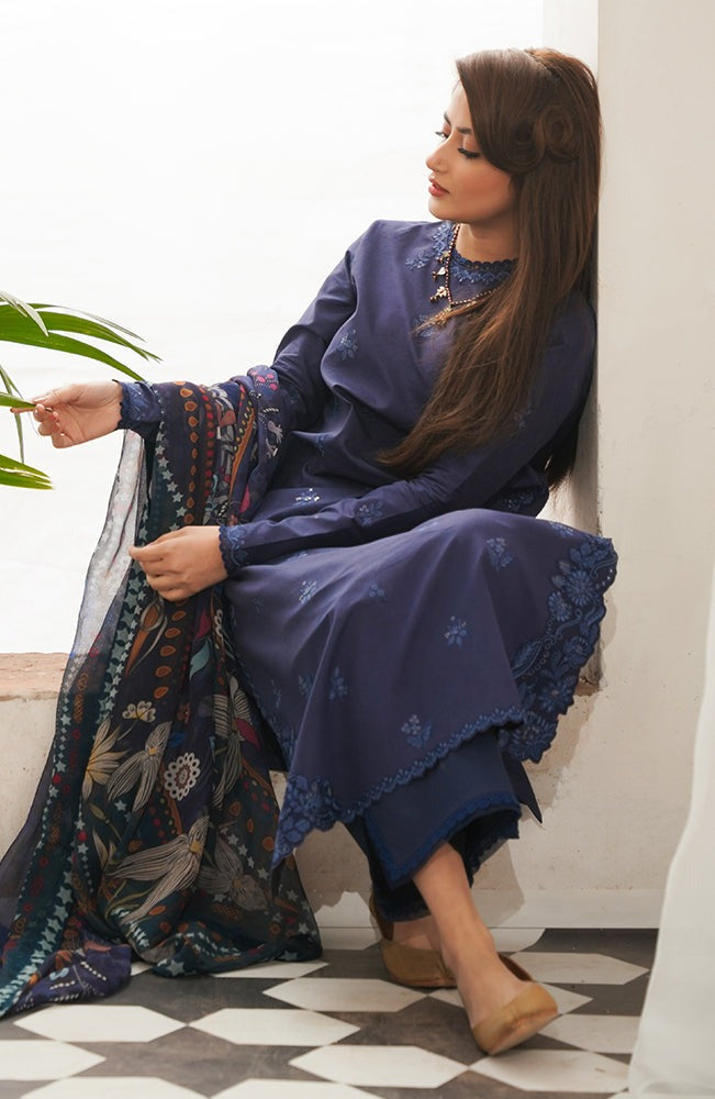 Lawn-3PC Embroidered Shirt with Digital Printed Jacquard Dupatta- 1353