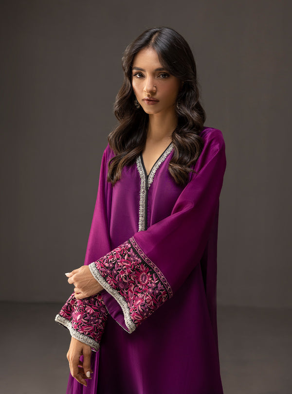 3 Piece Unstitched Embroidered and Printed SIlk Suit V226
