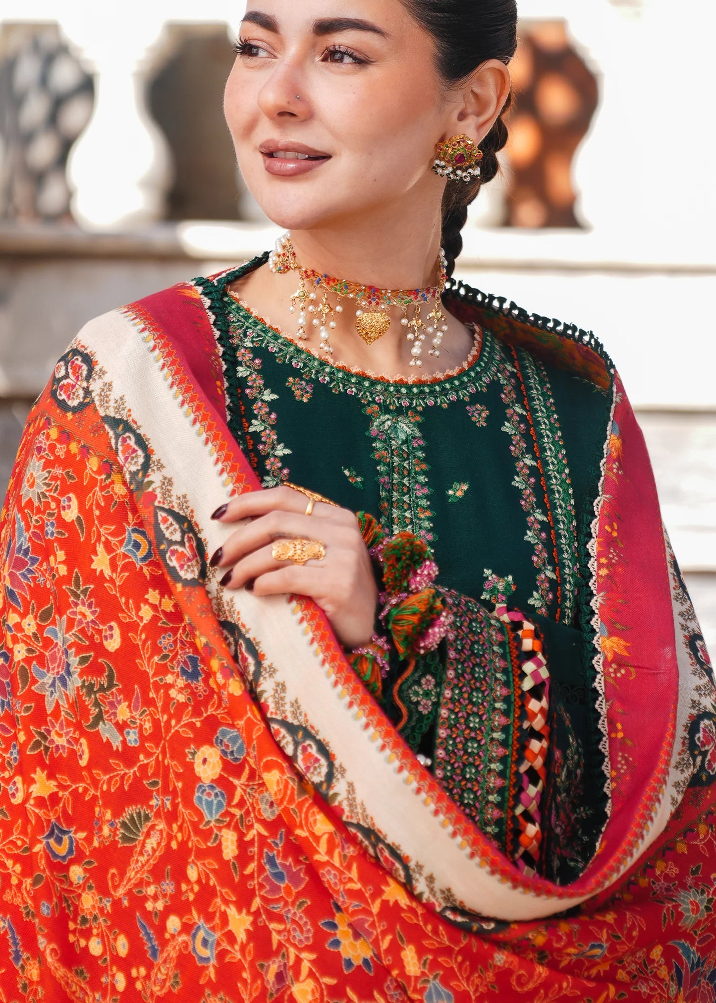 Lawn-3PC Embroidered Shirt with Digital Printed Jacquard Dupatta- 1003