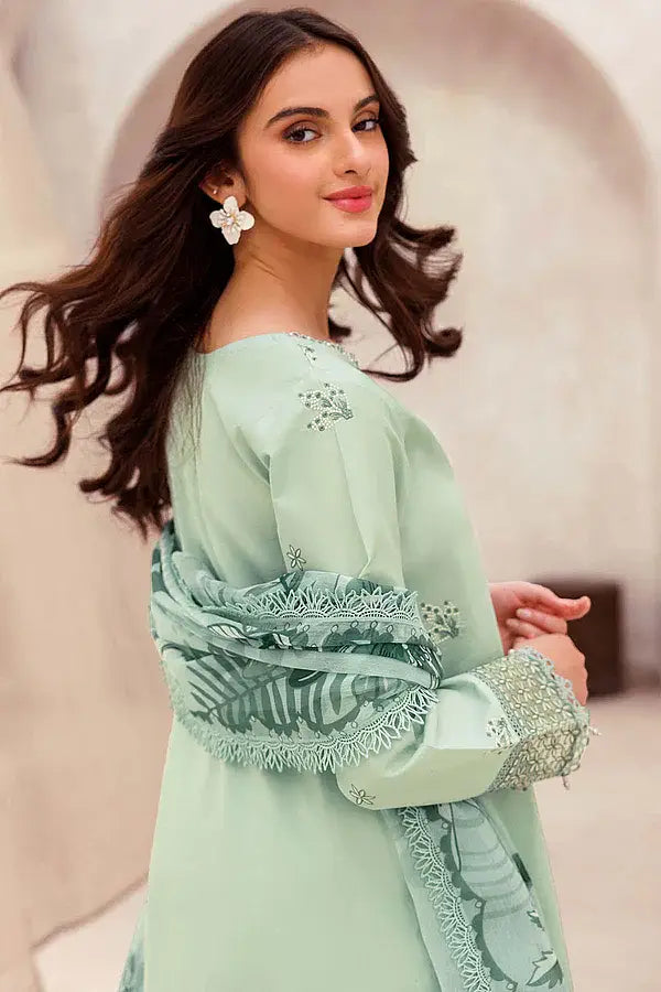Lawn-3PC Embroidered Shirt with Digital Printed Jacquard Dupatta- 1352