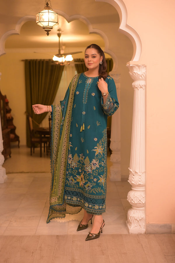 Dhanak Unstitched Embroidered Collection with kotrai Printed Dupata V57