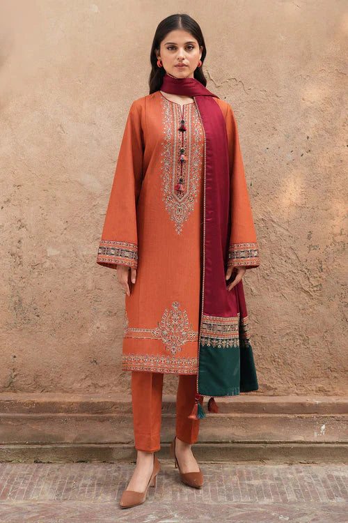 Lawn-3PC Embroidered Shirt with Digital Printed Jacquard Dupatta- 1214