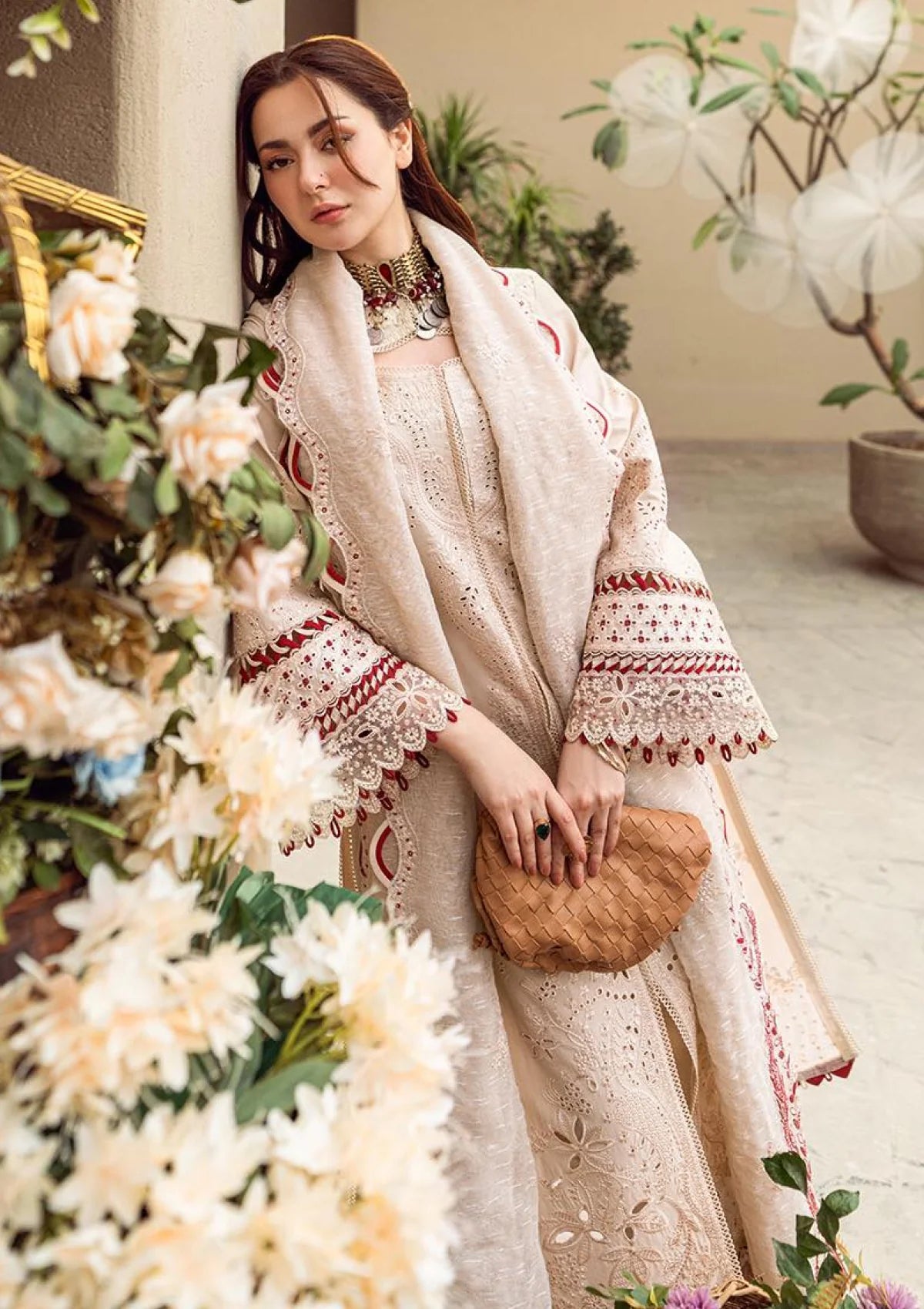 Lawn-3PC Embroidered Shirt with Organza Embroidered Dupatta-1357