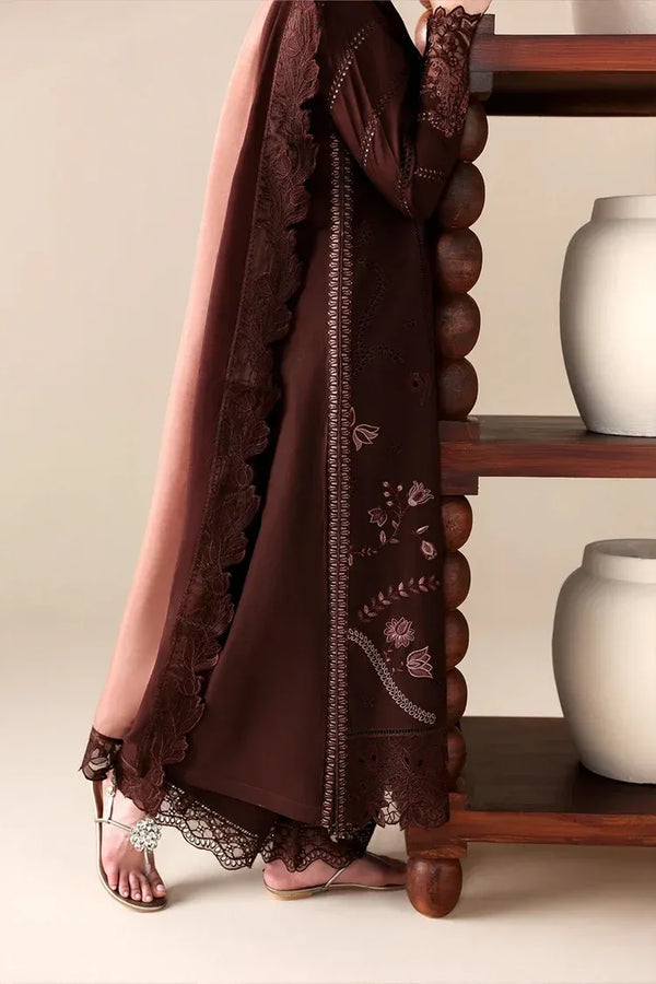 BATIK-3PC DHANAK EMBROIDERED SHIRT WITH COURTRAI WOOL PRINT EMBROIDERED SHAWL AND TROUSER v60