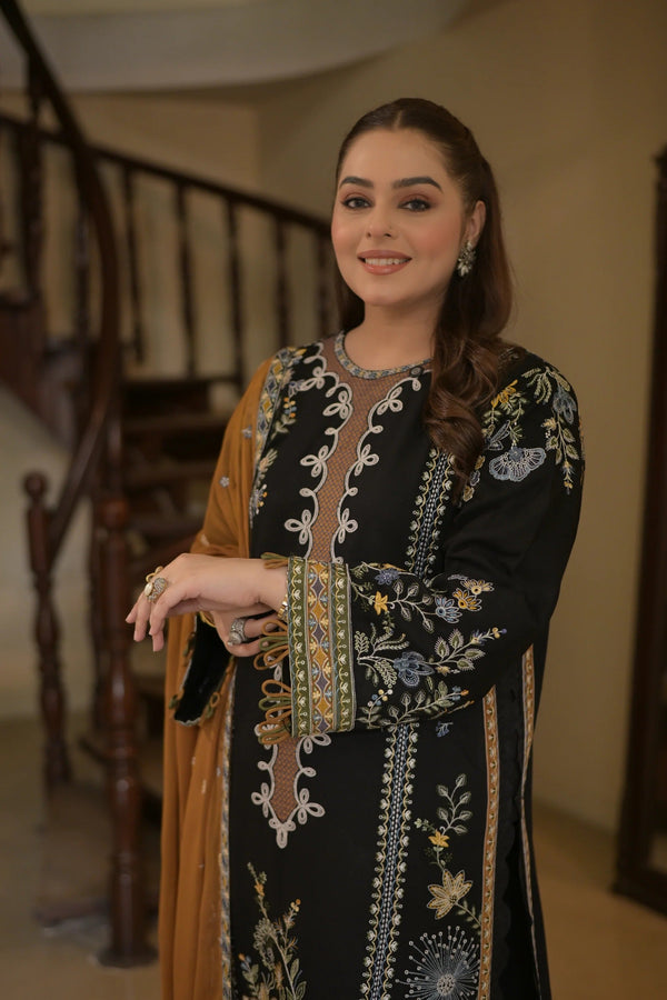 Aneelas Stitched Luxury Karandi Emb Shirt Trouser 3pc V43