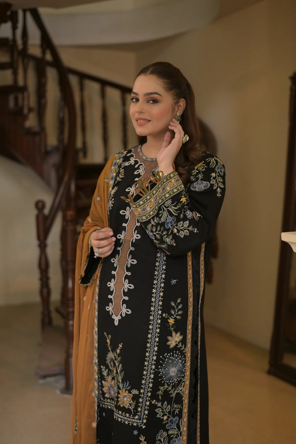 Aneelas Stitched Luxury Karandi Emb Shirt Trouser 3pc V43