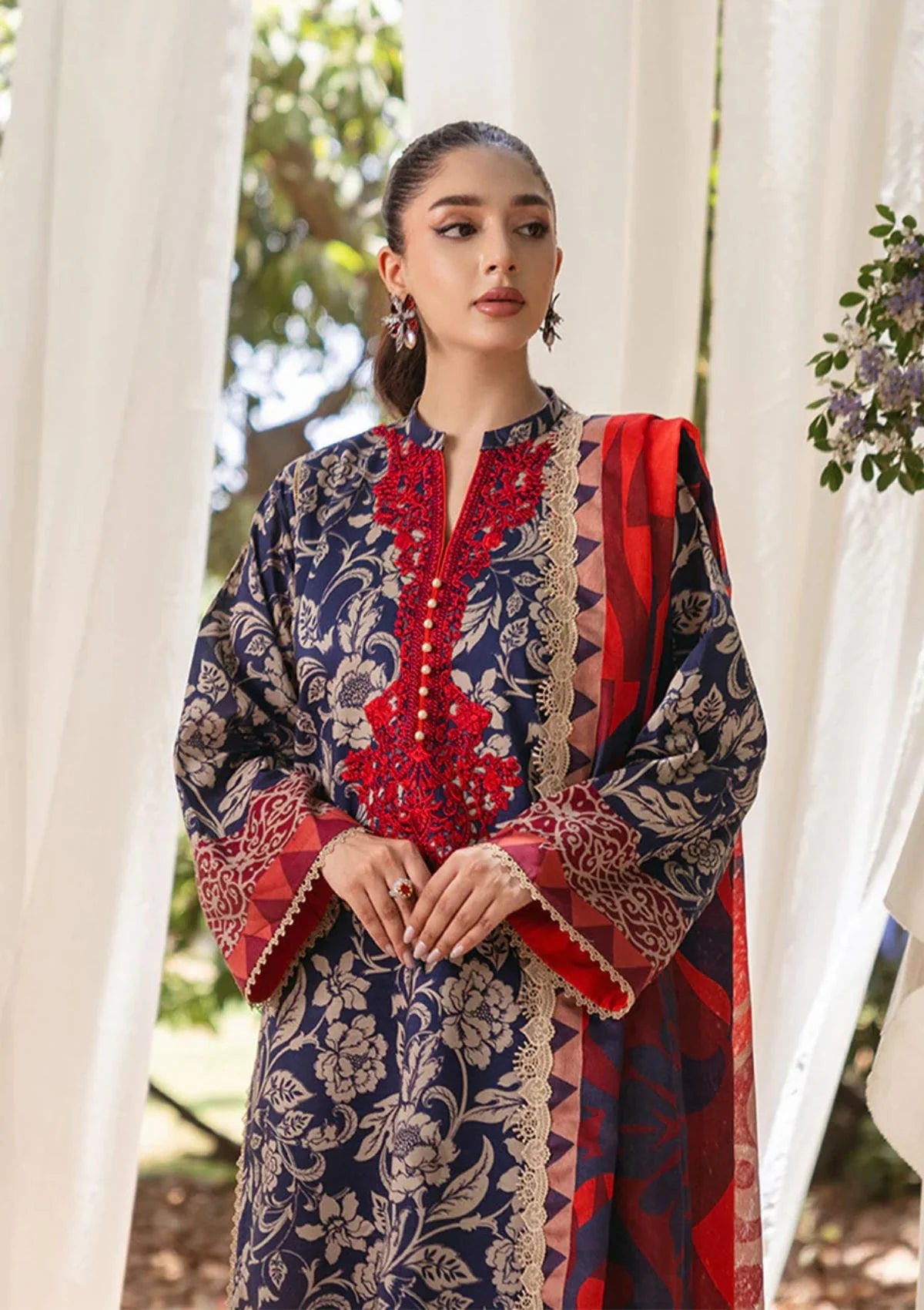 3PC Lawn Printed Shirt With Digital Printed Dupatta-1607