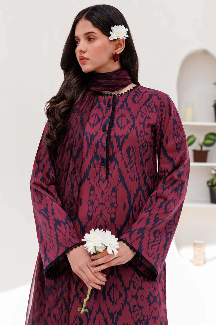 BAROQUE - 3PC Lawn Printed Shirt With Voile Printed Dupatta-1502