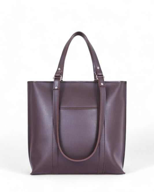 Ideas Dark Brown Double Handle Tote Bag V-0143