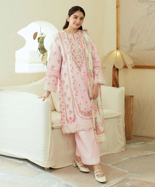 Zara Shahjahan Lawn 3PC Embroidered With Printed Dupatta--524