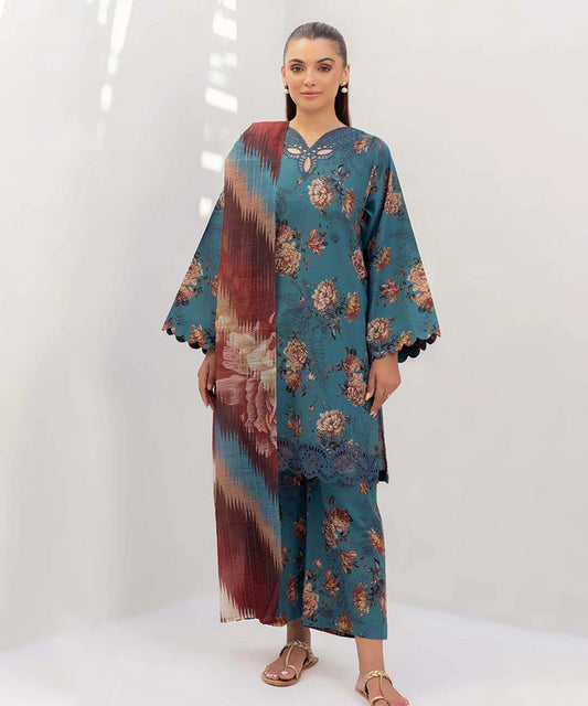 3PC Lawn Printed Shirt With Digital Printed Dupatta-1617