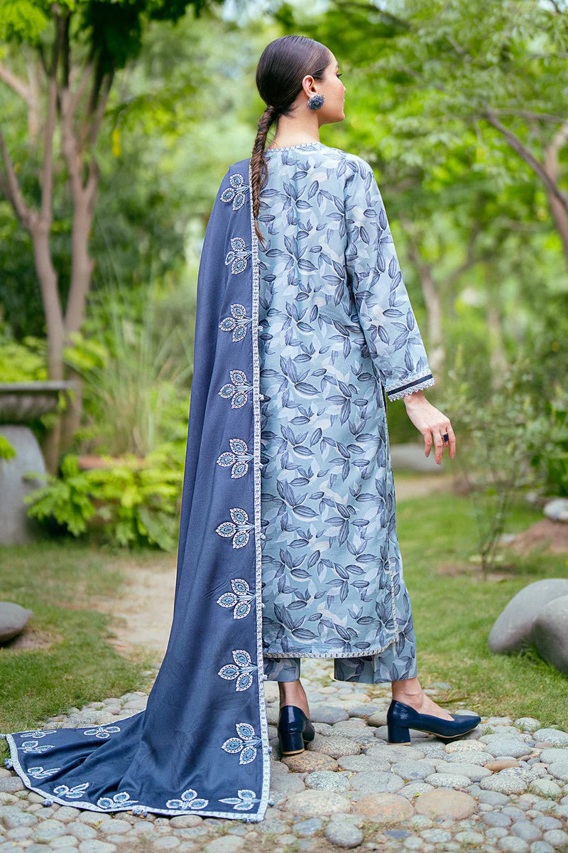 3PC-Printed Lawn Zarri Shirt With Voile Printed Dupatta-1527