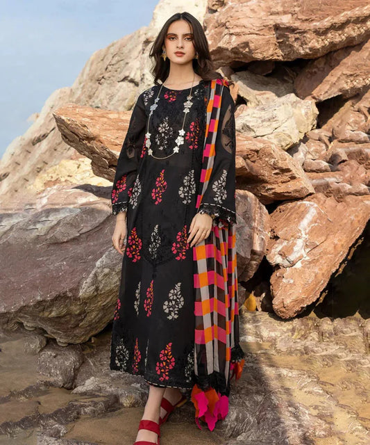 BAROQUE - 3PC Lawn Printed Shirt With Voile Printed Dupatta-1503