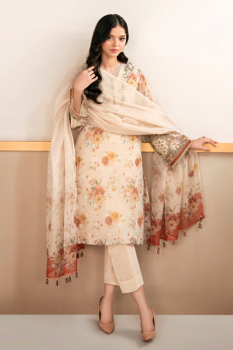 3PC Lawn Printed Shirt With Digital Printed Dupatta-1620