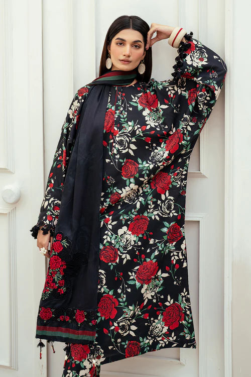 3PC-Printed Lawn Zarri Shirt With Voile Printed Dupatta-1526