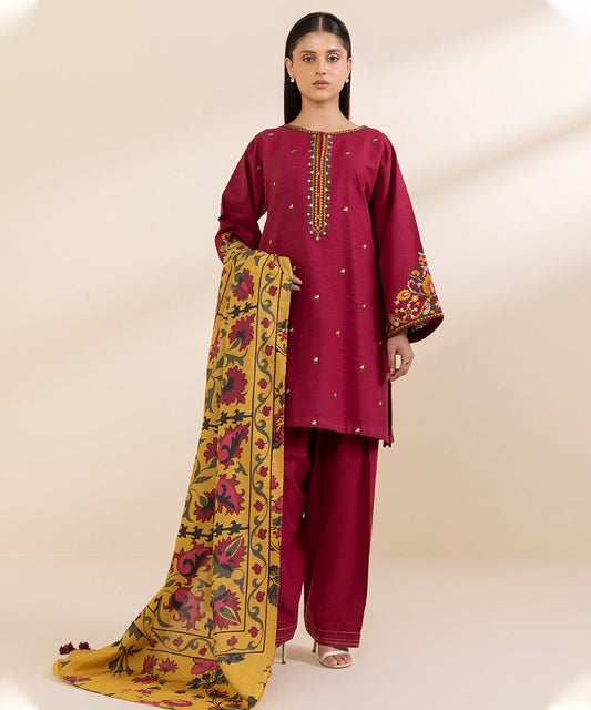 Lawn 3PC Embroidered Shirt with Digital Printed Dupatta-1237