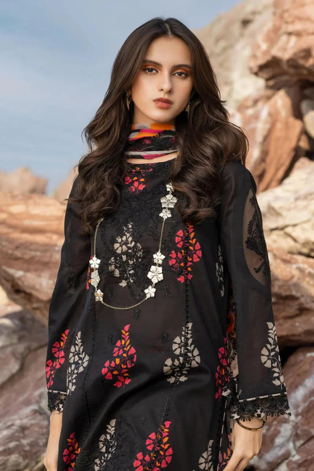 BAROQUE - 3PC Lawn Printed Shirt With Voile Printed Dupatta-1503