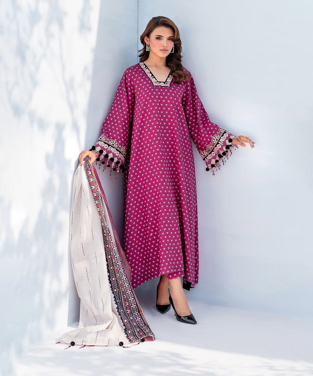 3PC Lawn Printed Shirt With Digital Printed Dupatta-1603