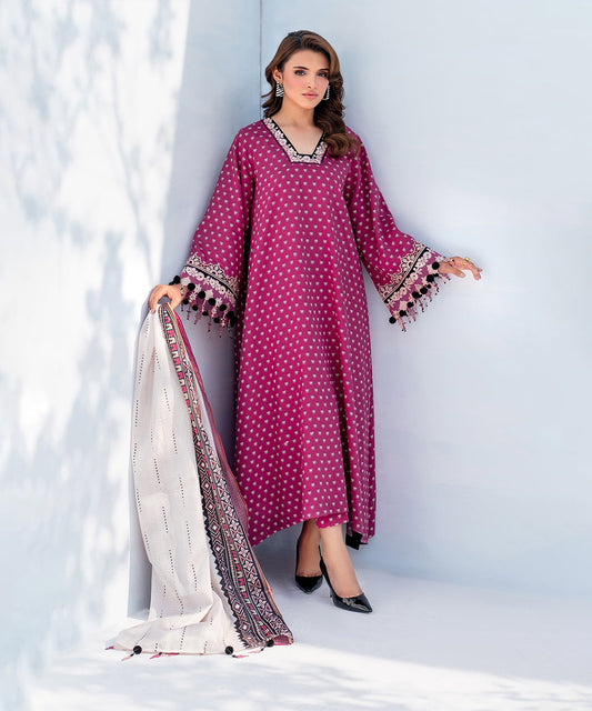 3PC Lawn Printed Shirt With Digital Printed Dupatta-1603