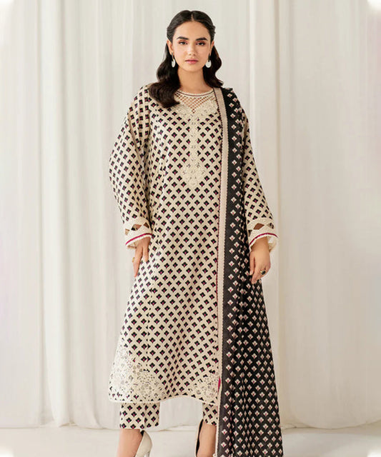 3PC Lawn Printed Shirt With Digital Printed Dupatta-1604