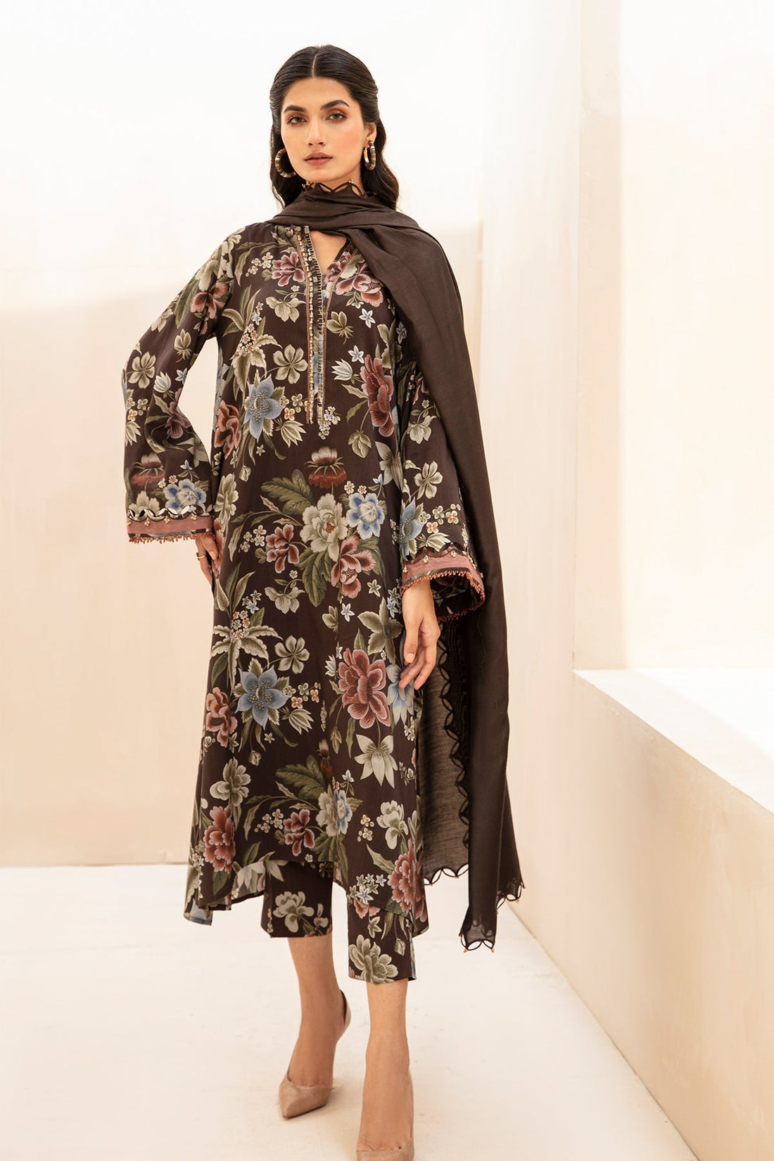 BAROQUE - 3PC Lawn Printed Shirt With Voile Printed Dupatta-1510