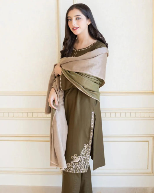 Aisling Lawn 3PC Embroidered with Swiss Lawn Shawl-1043