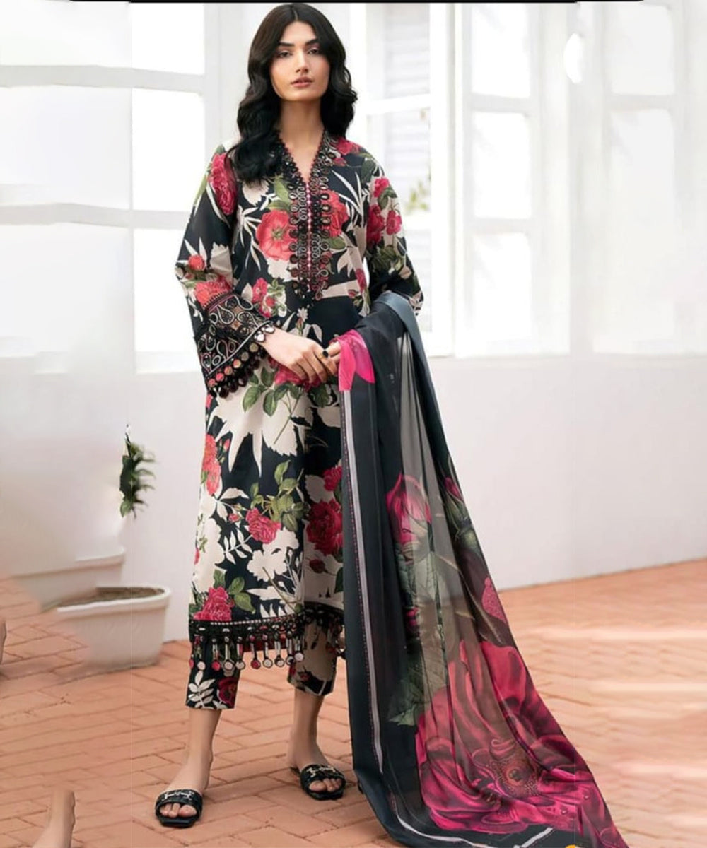 3PC Lawn Printed Shirt With Digital Printed Dupatta-1628