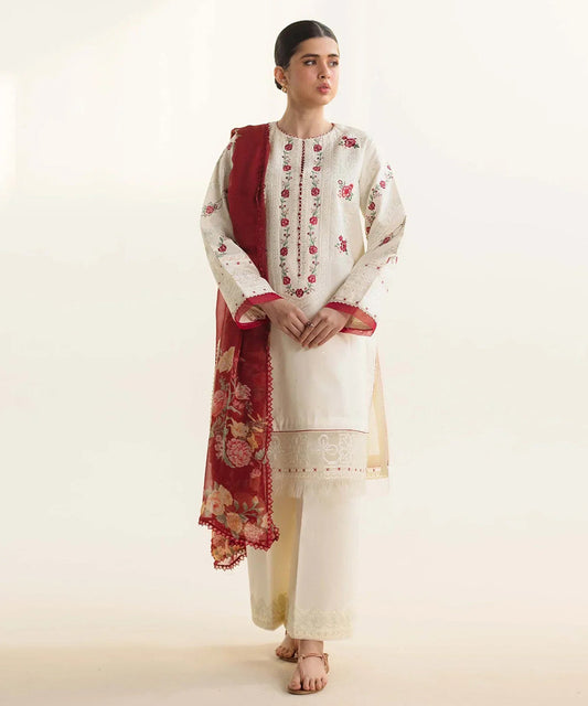 ZARA SHAHJAHAN 3PC Lawn Embroidered Shirt With Printed Dupatta-494