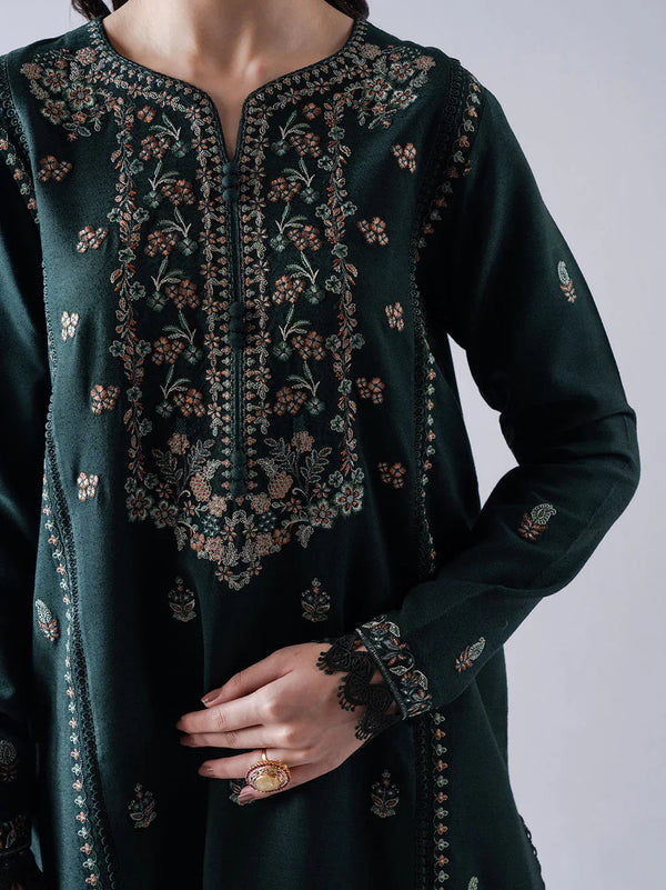 3PC DHANAK EMBROIDERED SHIRT WITH DHANAK EMBROIDERED SHAWL & TROUSER-BIC- 670