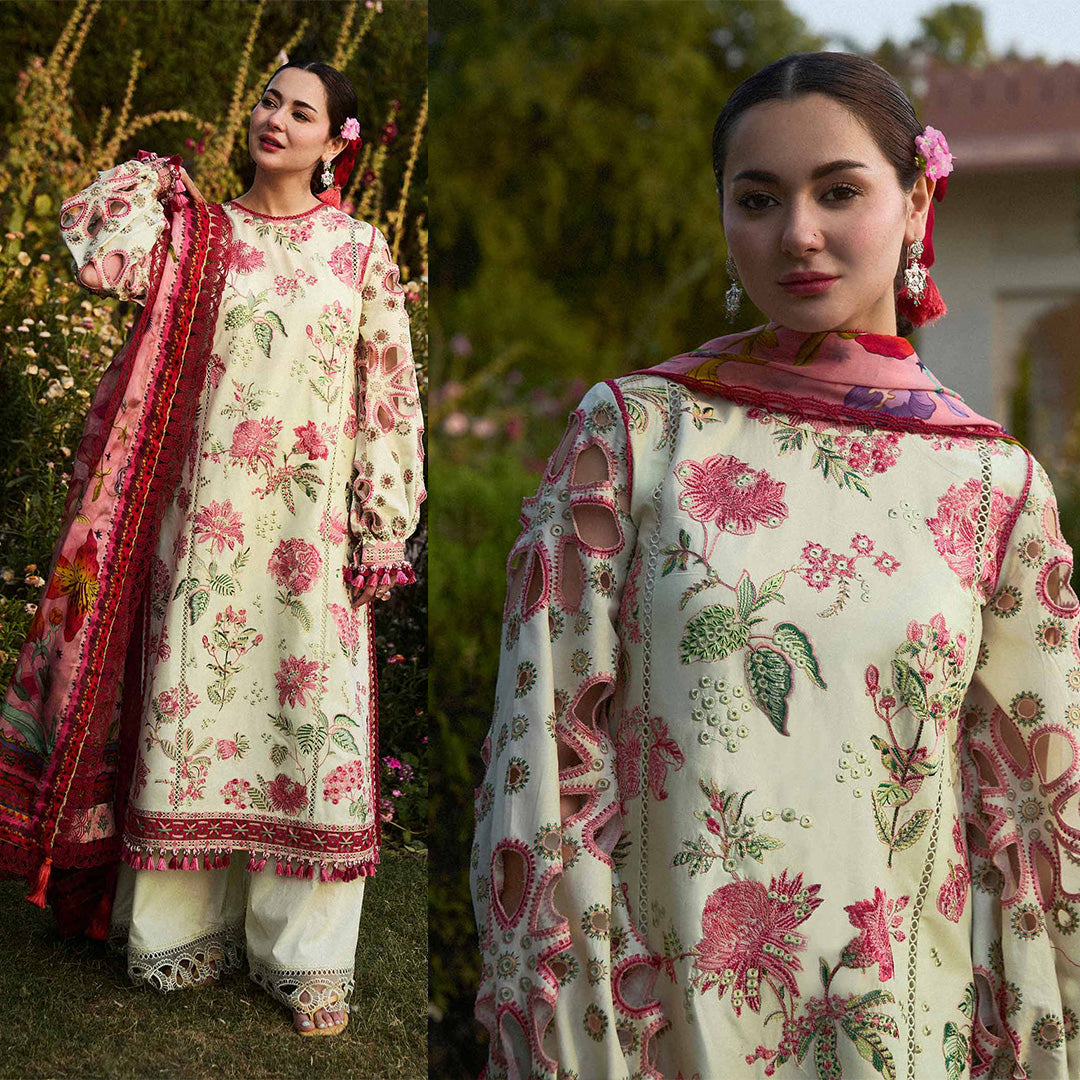 HUSSAIN REHAR Luxury Dhanak 3PC Embroidered With Digital Printed Wool Shawl-211