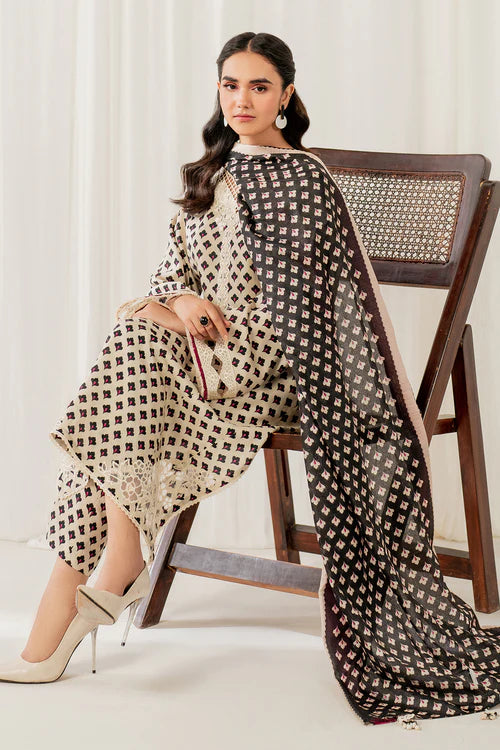 3PC Lawn Printed Shirt With Digital Printed Dupatta-1604