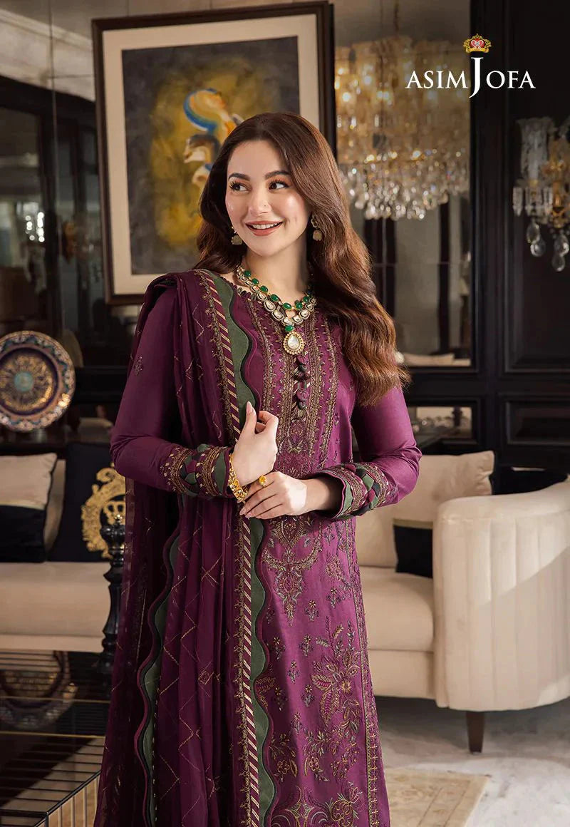 Asim Jofa Lawn 3PC Embroidered With Chiffon Embroidered Dupatta- 1135