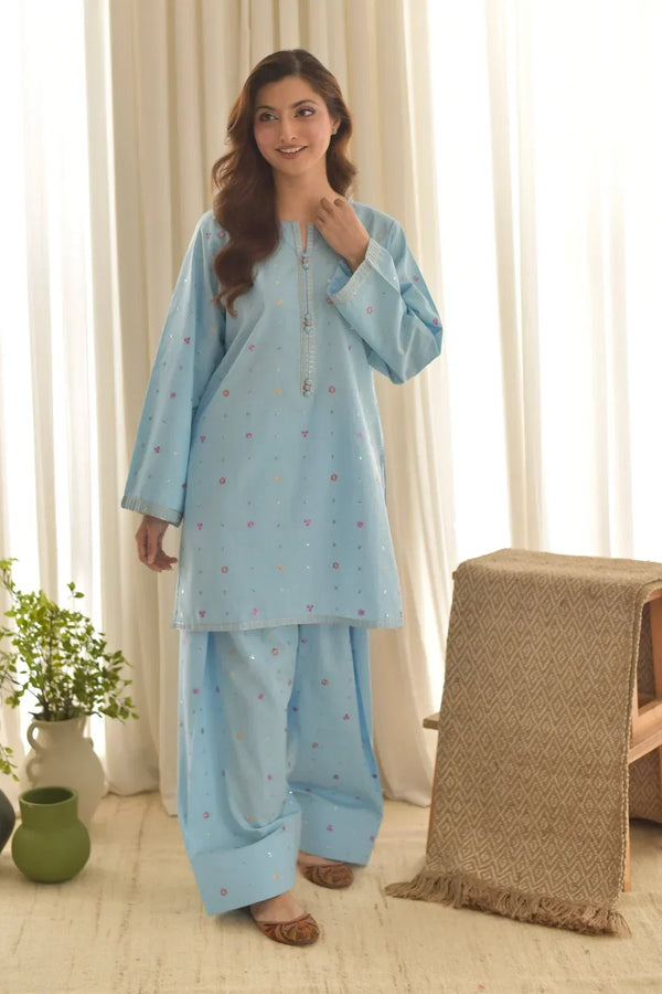 3PC LAWN EMBROIDERED SHIRT WITH CHIFFON PRINTED DUPATTA AND EMB TROUSER 736