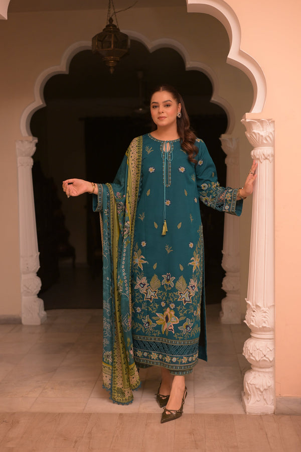 Dhanak Unstitched Embroidered Collection with kotrai Printed Dupata V57