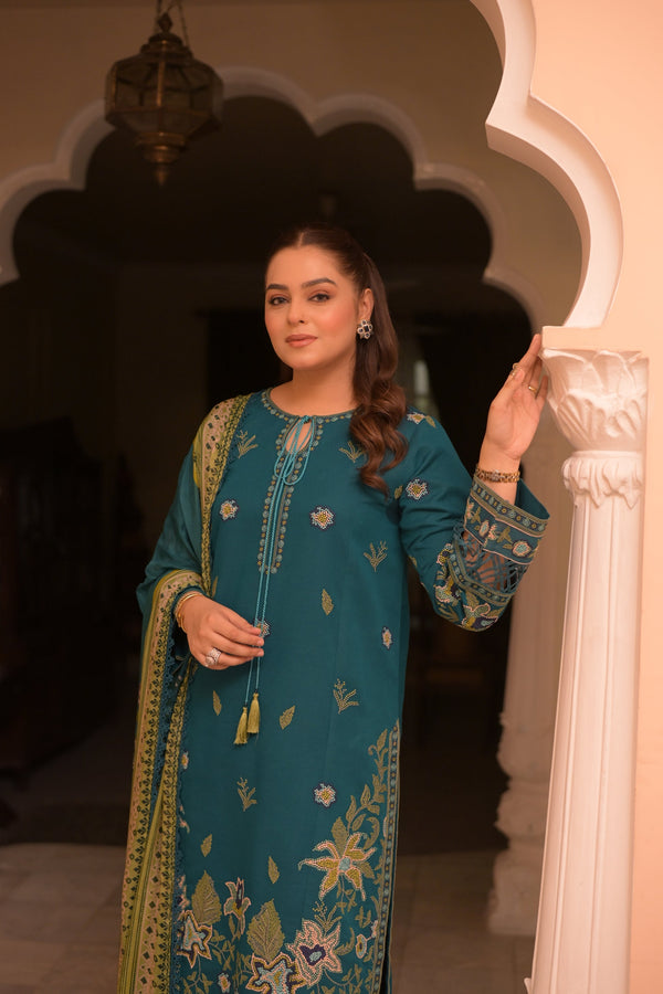 Dhanak Unstitched Embroidered Collection with kotrai Printed Dupata V57