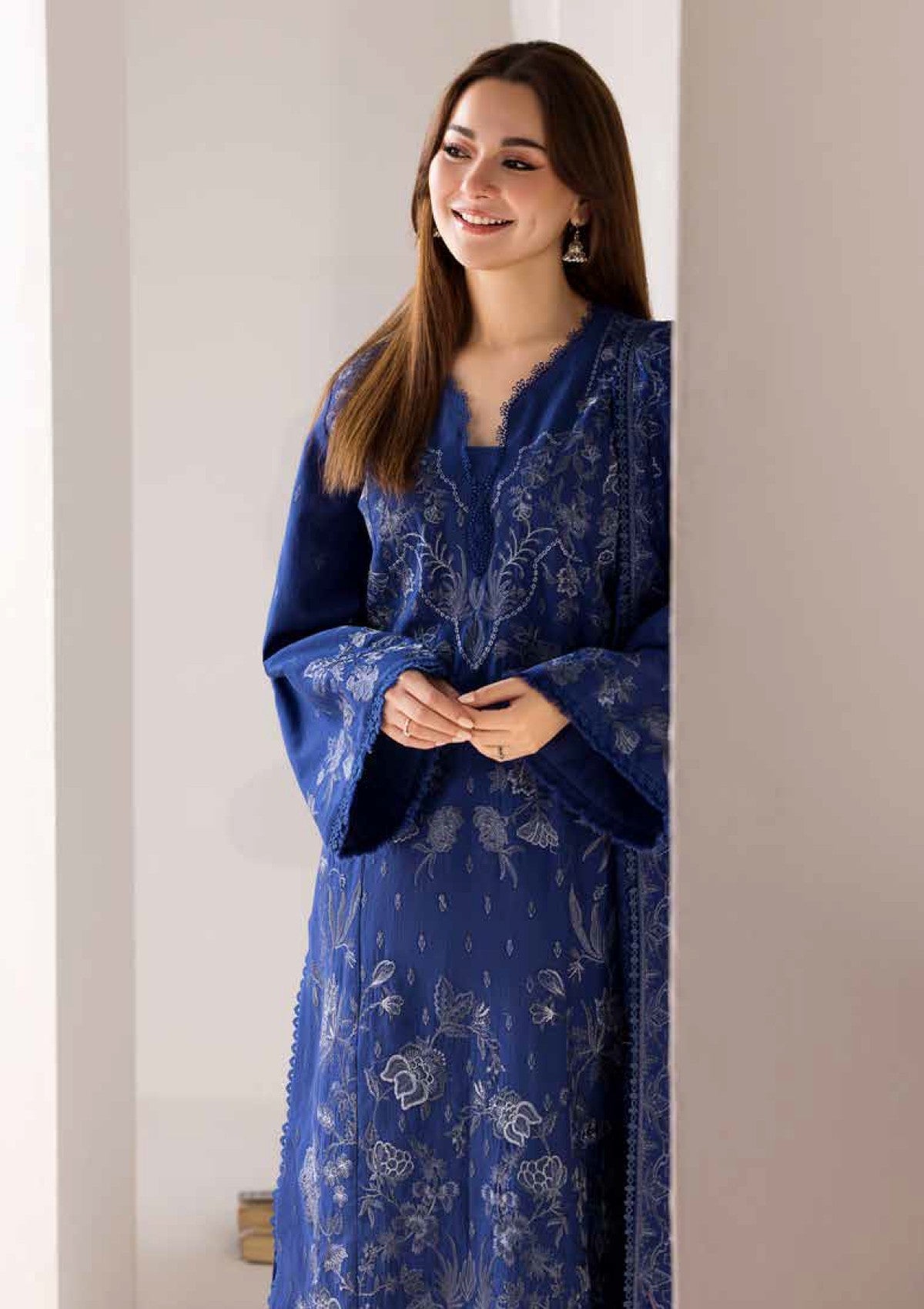 SOBIA NAZIR - 3PC DHANAK EMBROIDERED SHIRT WITH EMBROIDERED SHAWL AND TROUSER-145