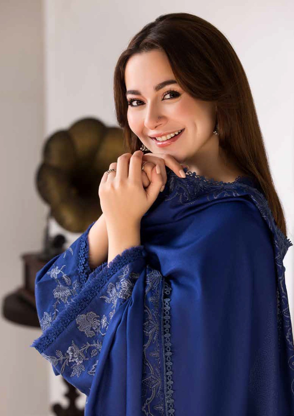 SOBIA NAZIR - 3PC DHANAK EMBROIDERED SHIRT WITH EMBROIDERED SHAWL AND TROUSER-145