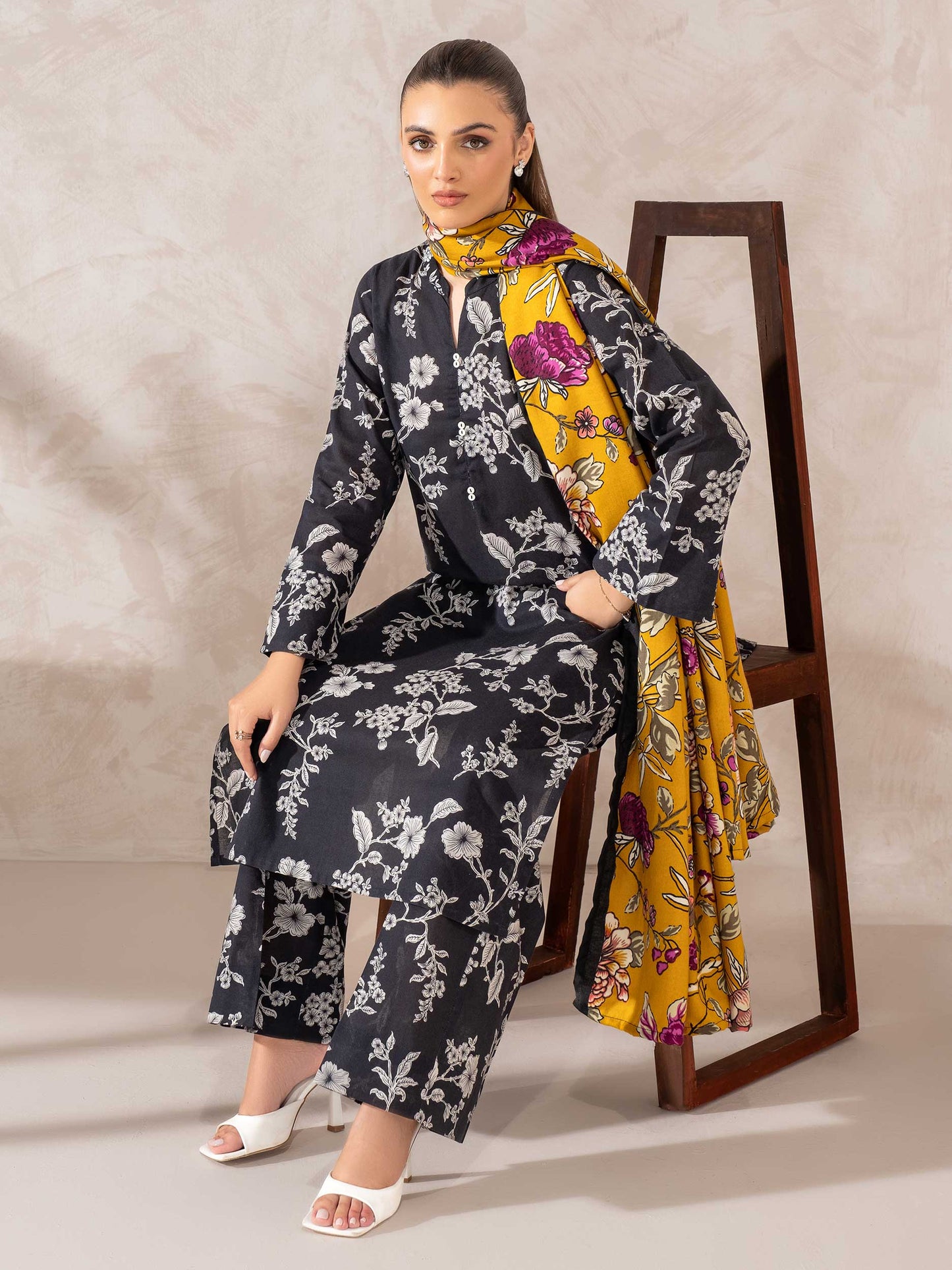 3PC Lawn Printed Shirt With Digital Printed Dupatta-1630