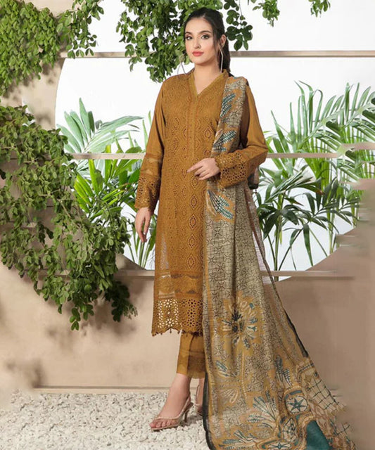 CHARIZMA LAWN-3PC EMBROIDERED SHIRT WITH PRINTED DUPATTA-1066