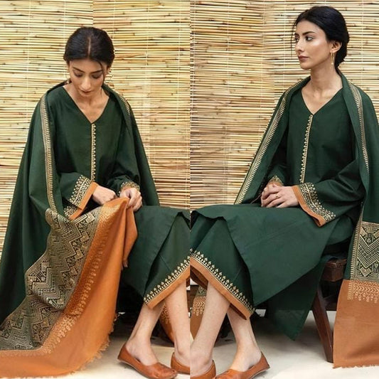 Dhanak 3PC With Wool Shawl-471