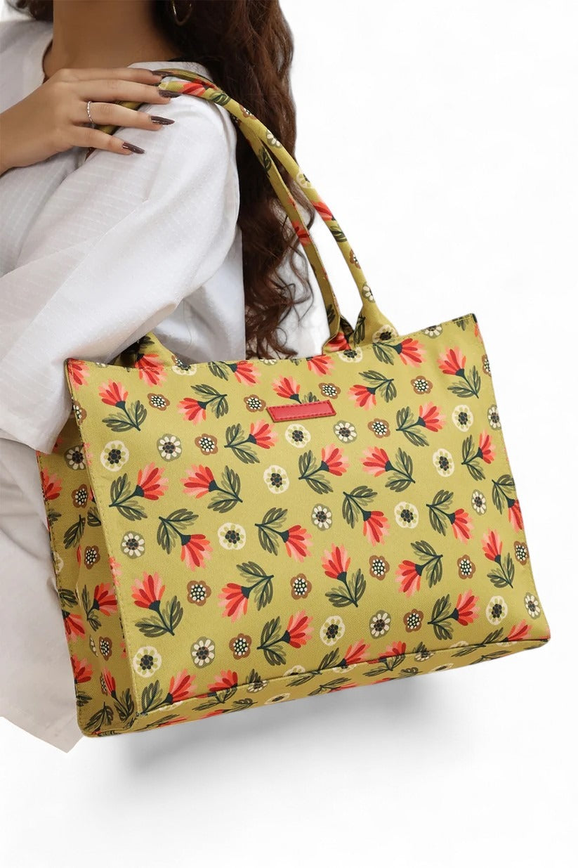 Ideas Yellow Blossom Print Bag V-0189