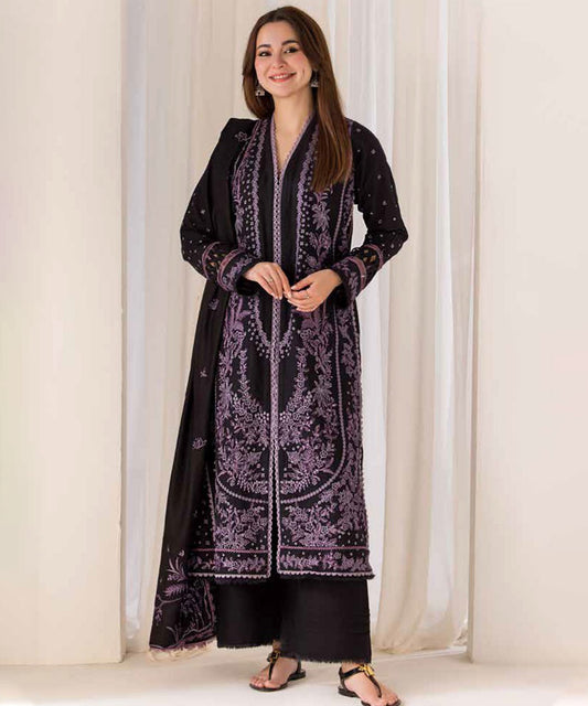 SOBIA NAZIR - 3PC DHANAK EMBROIDERED SHIRT WITH EMBROIDERED SHAWL AND TROUSER-689