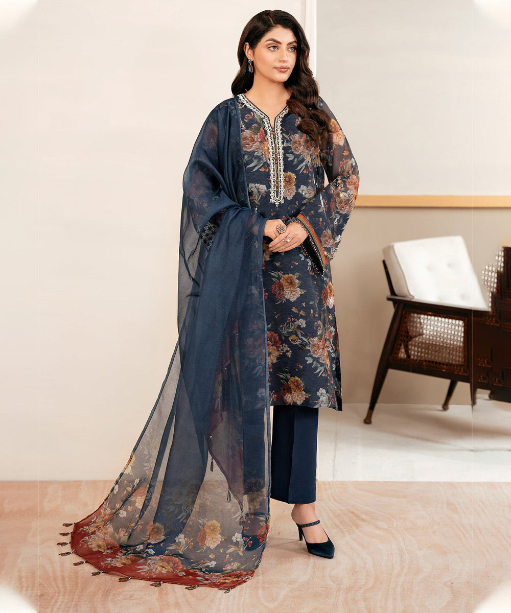 3PC Lawn Printed Shirt With Digital Printed Dupatta-1611