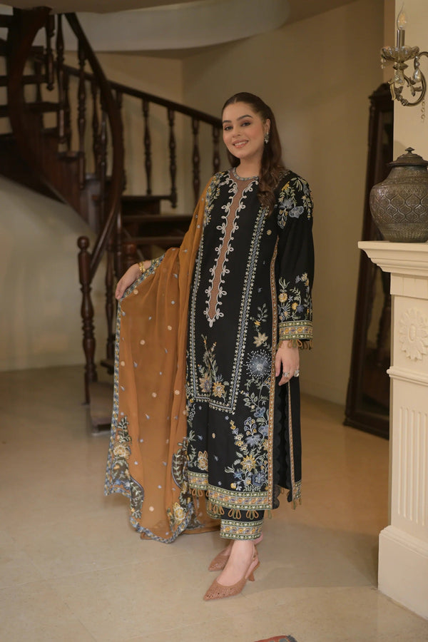Aneelas Stitched Luxury Karandi Emb Shirt Trouser 3pc V43